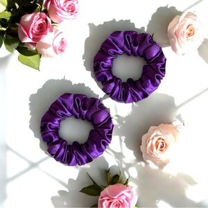 Purple Satin Hair Scrunchies,set of 6